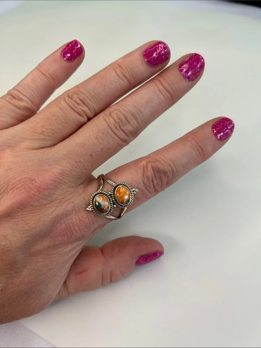 Sterling Silver Spiny Oyster Turquoise Ring Size 9.5 YS India